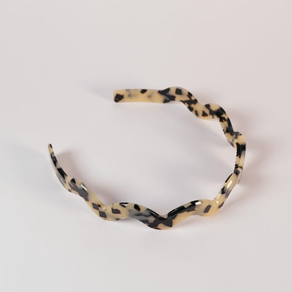 Handmade Wavy White Tortoise Shell Headband, Acetate Hair  display picture 3