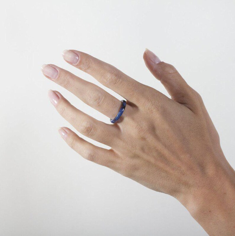 Ring in Blue, Sustainable jewelry, Blue rings, Modern design jewelry, Eco friendly jewelry, Slow fashion gifts for her, Not cracking ring image 1