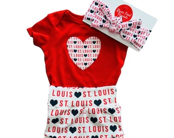 Cardinals Baseball Baby Outfit-St. Louis Baby Onesie-St. Louis Cardinals Onesie-St. Louis Baby Bummies-St. Louis Baby Headband