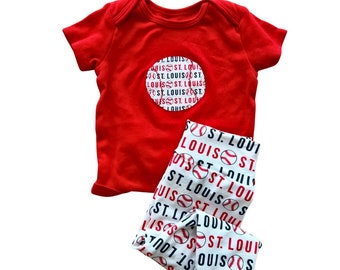 Cardinals Baseball Baby Outfit-St. Louis Baby Onesie-St. Louis Cardinals Onesie-St. Louis Baby Leggings