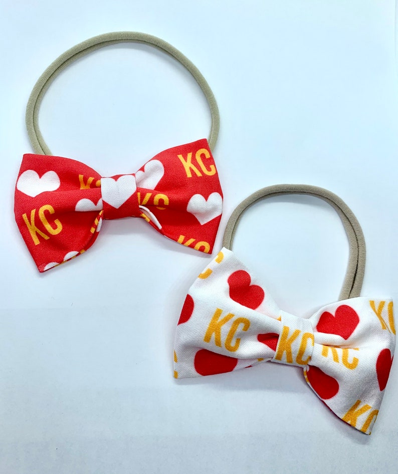 Baby Bow-Toddler Bow-Bow for Girls-Nylon Headband-Hair Clip KC Chiefs Hair Bow-Kansas City Hair Bow-Kansas City Chiefs Hair Bow