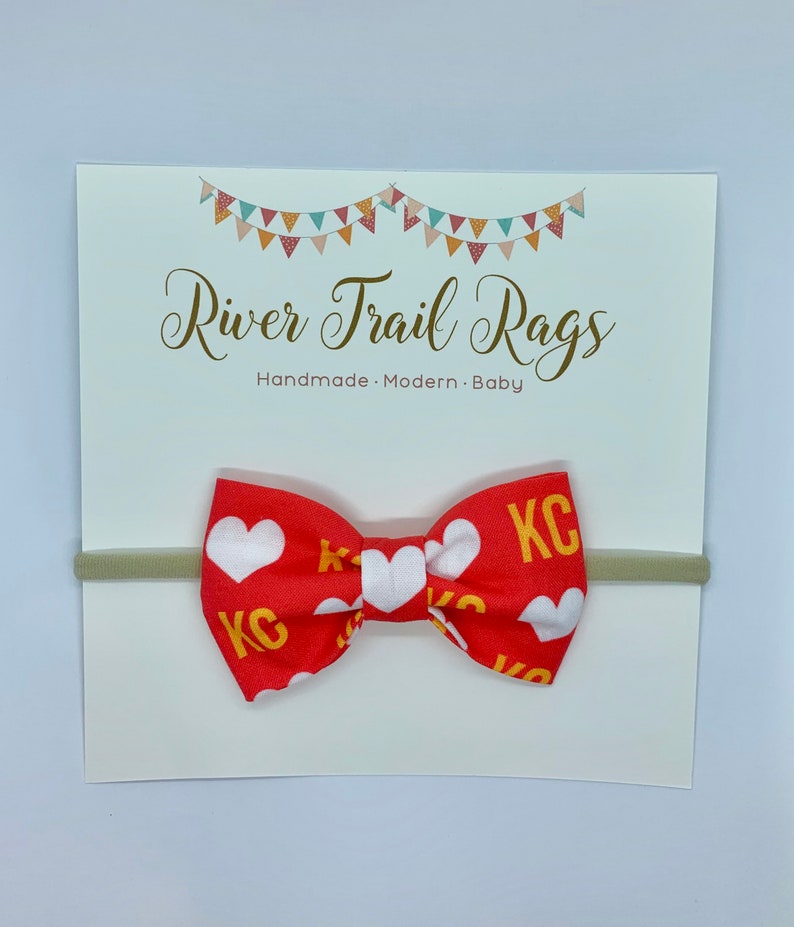 Baby Bow-Toddler Bow-Bow for Girls-Nylon Headband-Hair Clip KC Chiefs Hair Bow-Kansas City Hair Bow-Kansas City Chiefs Hair Bow