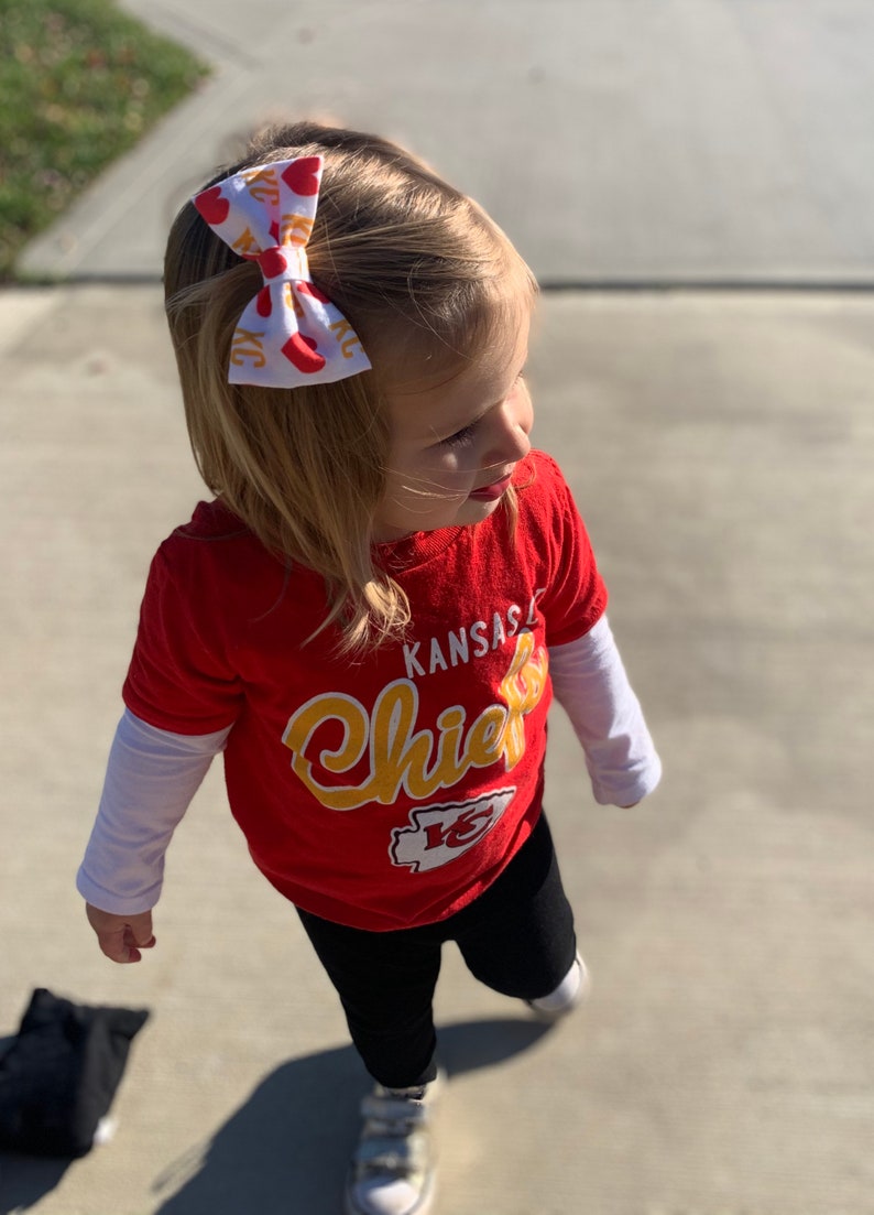 Baby Bow-Toddler Bow-Bow for Girls-Nylon Headband-Hair Clip KC Chiefs Hair Bow-Kansas City Hair Bow-Kansas City Chiefs Hair Bow