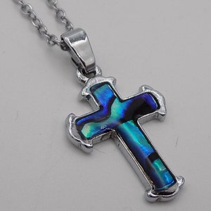Chain and cross, religious relic, silver and enamel cross, baptism gift, women&#39;s gift, girls&#39; gift, vintage necklace, vintage gift