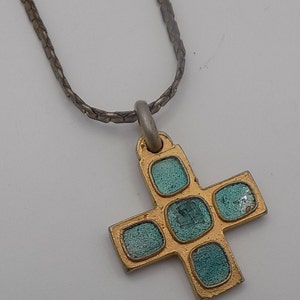 Antique Cross Necklace/Religious Relic/Golden and Enamel Cross/Baptism Gift/Women&#39;s Gift/Girls&#39; Gift.
