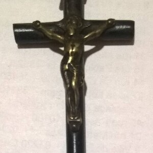 Cross Pendant/Religious Relic/Bronze Jesus Statue/Cross with Statue/Baptism/Confirmation Gift Idea