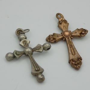Two Cross Pendant, Religious Relic, Baptism Gift, Children&#39;s Gift, Unisex Adult Gift