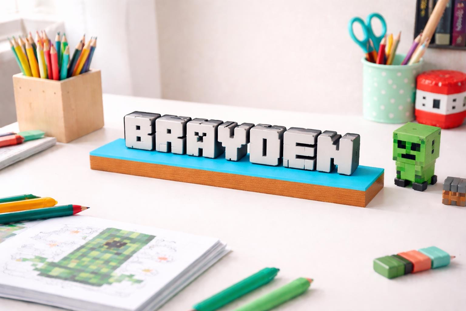 Custom 3D Printed Block Name Sign | Gamer Decor - Etsy