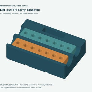 Gridfinity Bit Holder STL, 3x2 Removable Hex Bit Trays, Commercial Print License