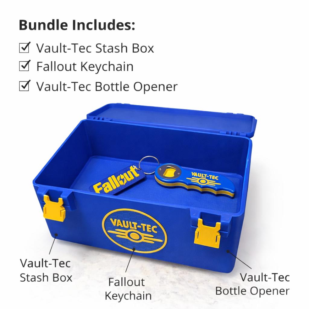Fallout Vault-tec Stash Box Bundle – Keychain, Bottle Opener