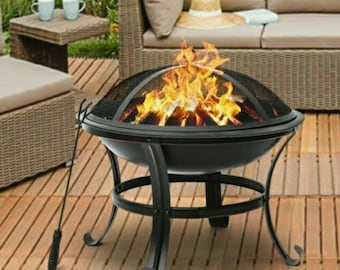 Rammento EXTRA LARGE Cast Iron Outdoor Fire Pit Bowl Round Patio Fire Large Outdoor Fire Pit 57cm 