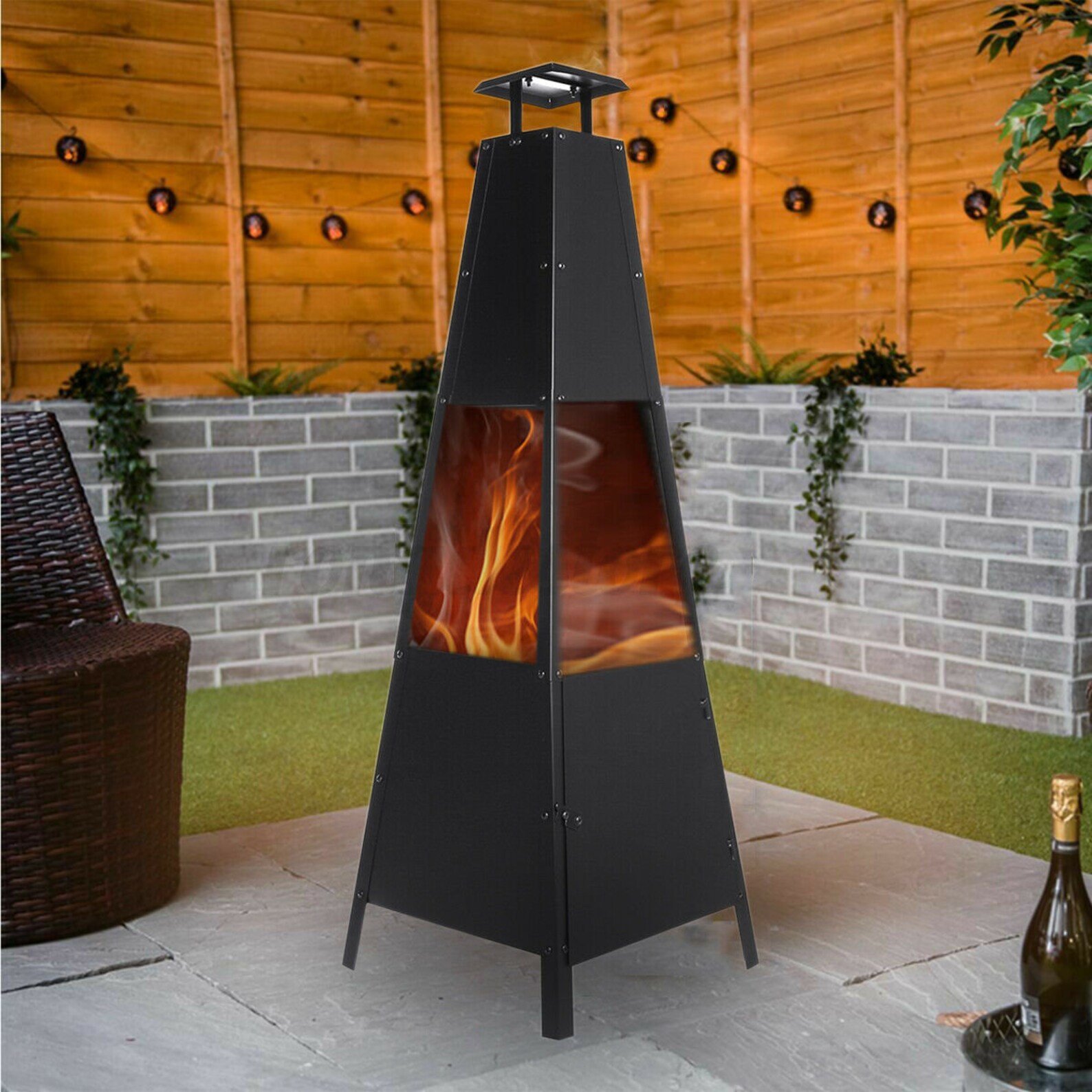 Pyramid Fire Pit Chiminea Outdoor Garden Patio Log Burner Wood Etsy
