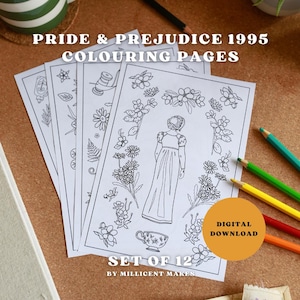 Pride & Prejudice Colouring Pages | 1995 inspired | Set of 12 | Digital Download