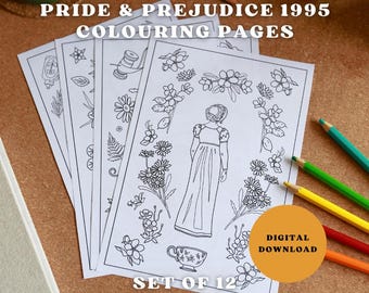 Pride & Prejudice Colouring Pages | 1995 inspired | Set of 12 | Digital Download