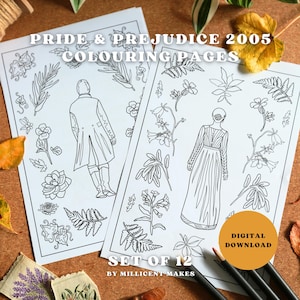 Pride & Prejudice Colouring Pages | 2005 inspired | Set of 12 | Digital Download
