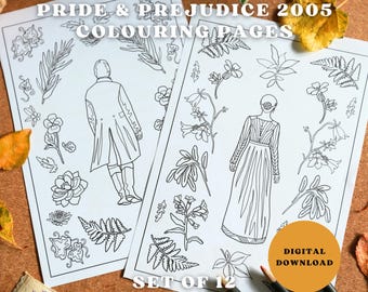 Pride & Prejudice Colouring Pages | 2005 inspired | Set of 12 | Digital Download