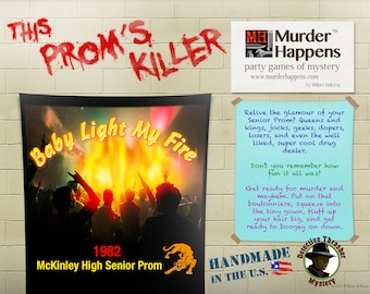 Murder Happens: '80s high school, "This prom's killer", Party game, each player is a suspected character and one is the murderer 6-12 adults