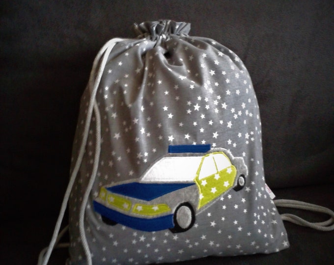 Gymnastics bag with name and police car