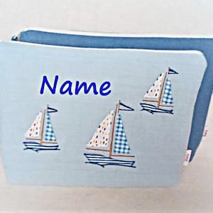 Trousse de toilette "Voilier" - lin - avec nom