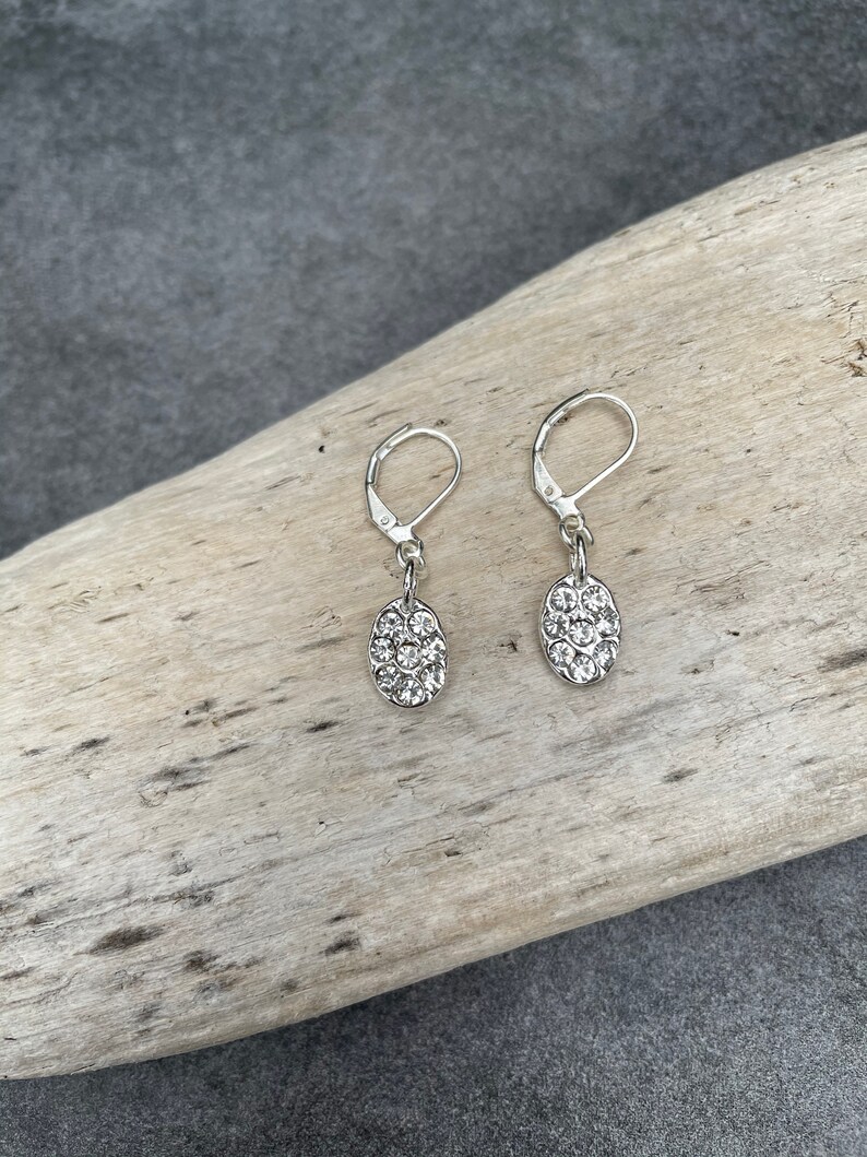 Wedding Jewelry Dainty Earrings Silver Dangle Earrings Beveled Crystal Earrings Crystal Drop Earrings Bridal Earrings Mother/'s Day