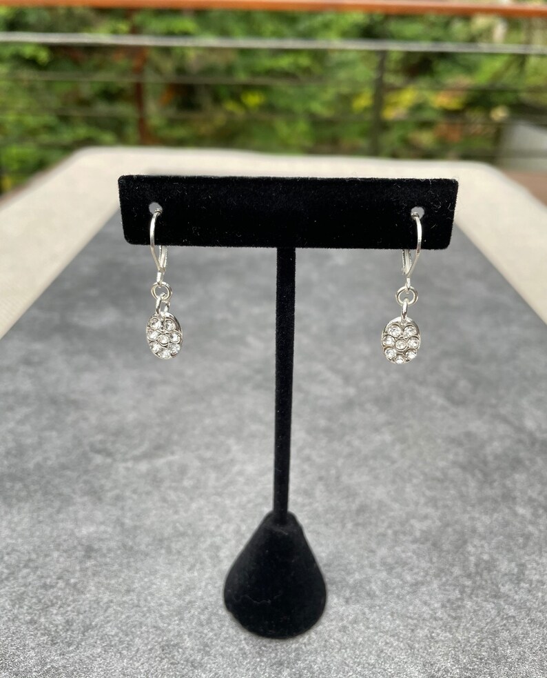 Wedding Jewelry Dainty Earrings Silver Dangle Earrings Beveled Crystal Earrings Crystal Drop Earrings Bridal Earrings Mother/'s Day
