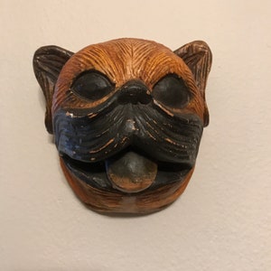 Cute vintage Pug dog face wall hanger