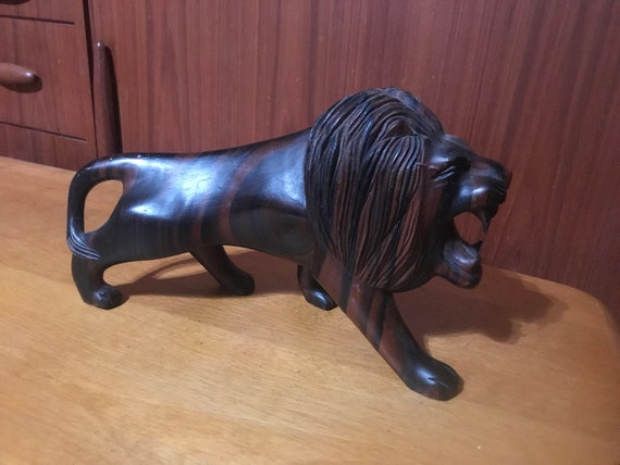 Vintage Redwood Lion Desk Top Accessory Etsy