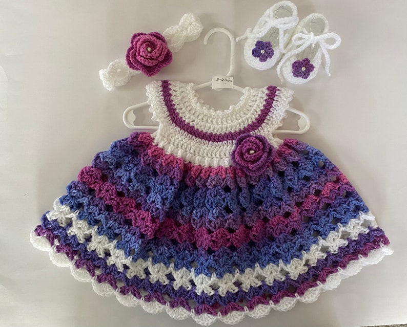 Matching Baby Crochet Dresses Booties and Headband Sets - Etsy