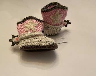 Adorable Crocheted Infant Cowboy & Cowgirl Boots