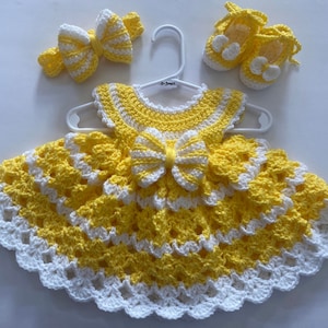 Lovely Matching Crochet Baby Girl Dress Sets