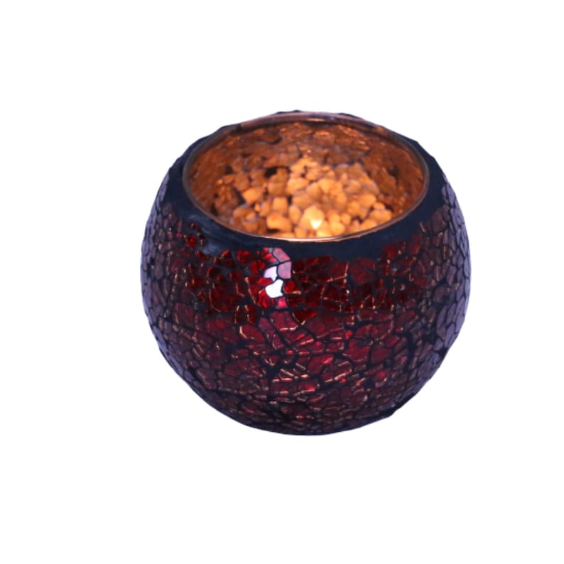 Red Candle Holder Glass Hand Blown Decorative Golden Candles Container Made in Palestine Holy Land Home Decor