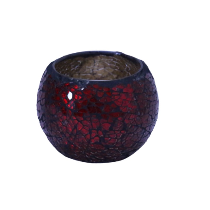 Red Candle Holder Glass Hand Blown Decorative Golden Candles Container Made in Palestine Holy Land Home Decor