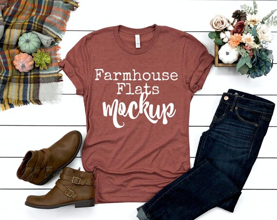 T-Shirt Mockup Bella Canvas 3001 Heather Clay