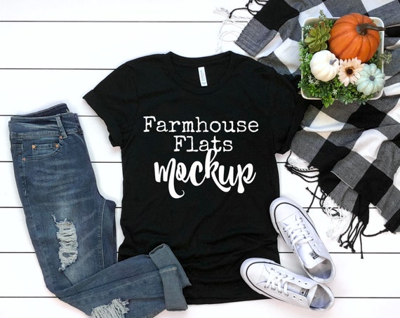 T-Shirt Mockup Bella Canvas 3001 Black Fall