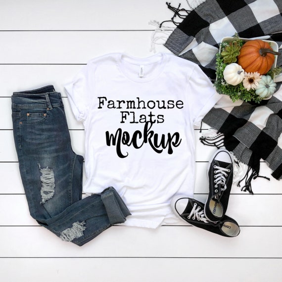 T-Shirt Mockup Bella Canvas 3001 White Fall T-Shirt Mockup Bella Canvas 3001 White Fall