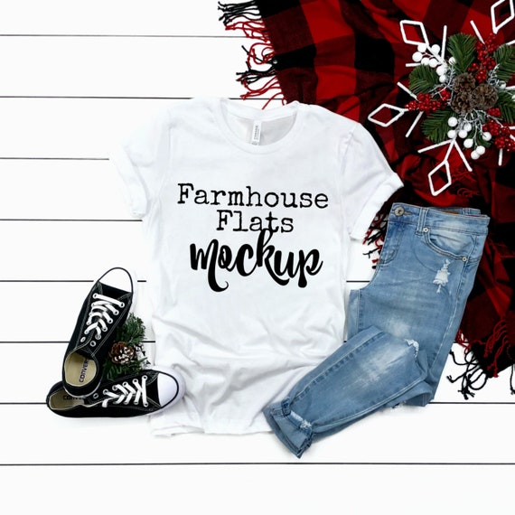 T-Shirt Mockup Bella Canvas 3001 White Winter T-Shirt Mockup Bella Canvas 3001 White Winter
