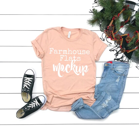 T-Shirt Mockup Bella Canvas 3001 Heather Peach