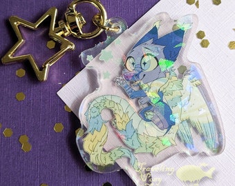 LAST CHANCE: Star Dragon Holographic Acrylic Charm with Star Attachment