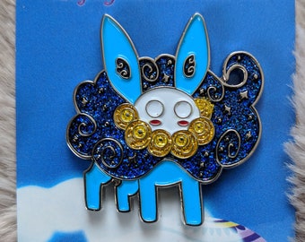 Celestial Zodiac Bunny Enamel Pin with Glitter Accents Parody