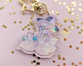Witch Fox Holographic Acrylic Charm with Star Attachment