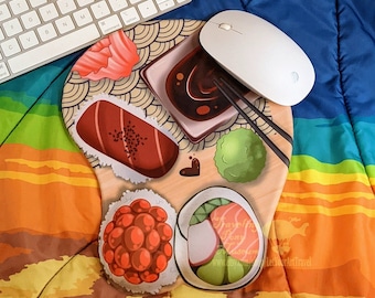 Sushi Japanese Food Tapis de souris 3D Repose-poignet ergonomique Rose Desk Gamer Accessoire