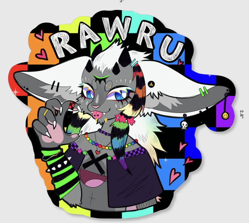 RaUWU Holographic Sticker Meme Crying Kingdom Legend RAWRU Regular