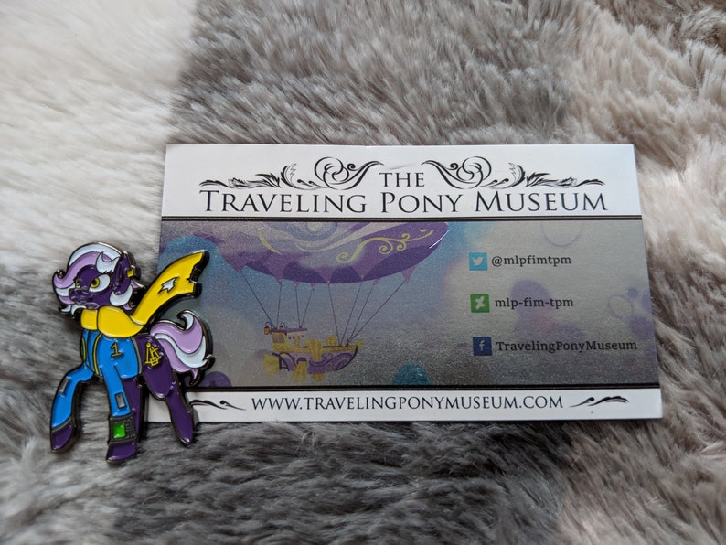 a pin with a picture of a pony on it