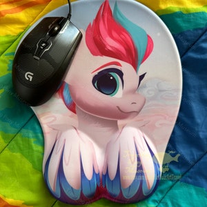 Storm Fast Niedliches 3D Mousepad Ergonomische Handgelenkauflage Pony Art Brony Pegasister Gamer Geschenk Parodie