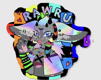 RAWRU Holographic Sticker Meme Crying Kingdom Legend