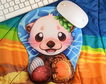 Otter Swimming 3D Mousepad Ergonomic Wrist Rest Furry Desk Gamer Accessory