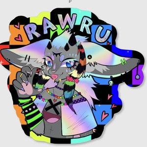 RaUWU Holographic Sticker Meme Crying Kingdom Legend RAWRU Holographic