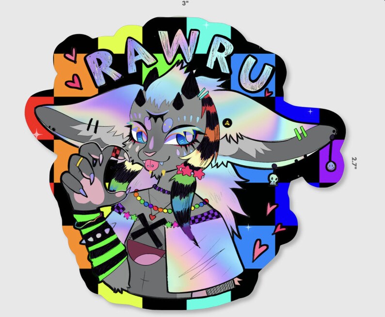 RaUWU Holographic Sticker Meme Crying Kingdom Legend RAWRU Holographic