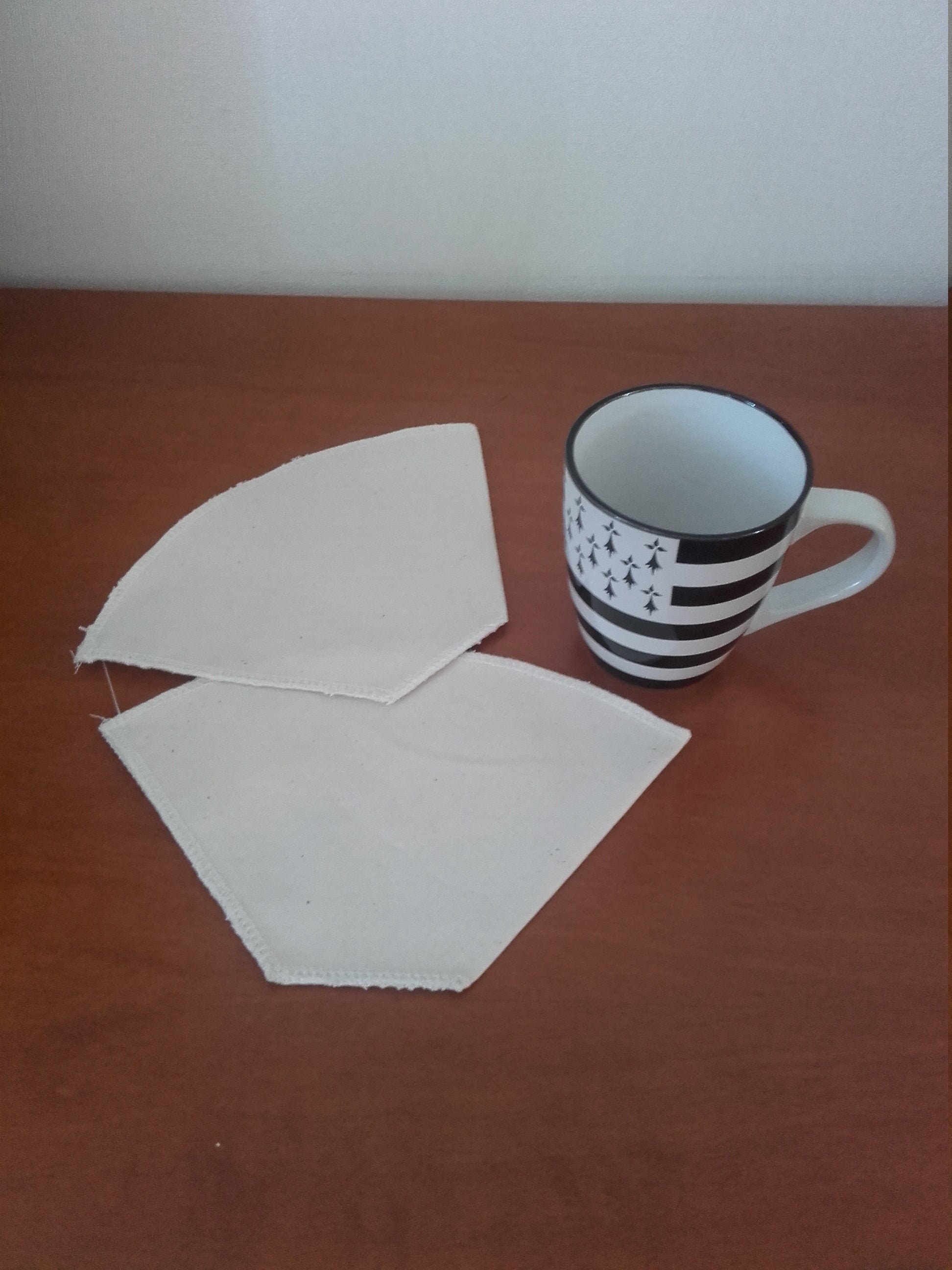 Lot de 2 Filtres à Café Lavables Réutilisables en Coton Alimentaire Oeko-Tex