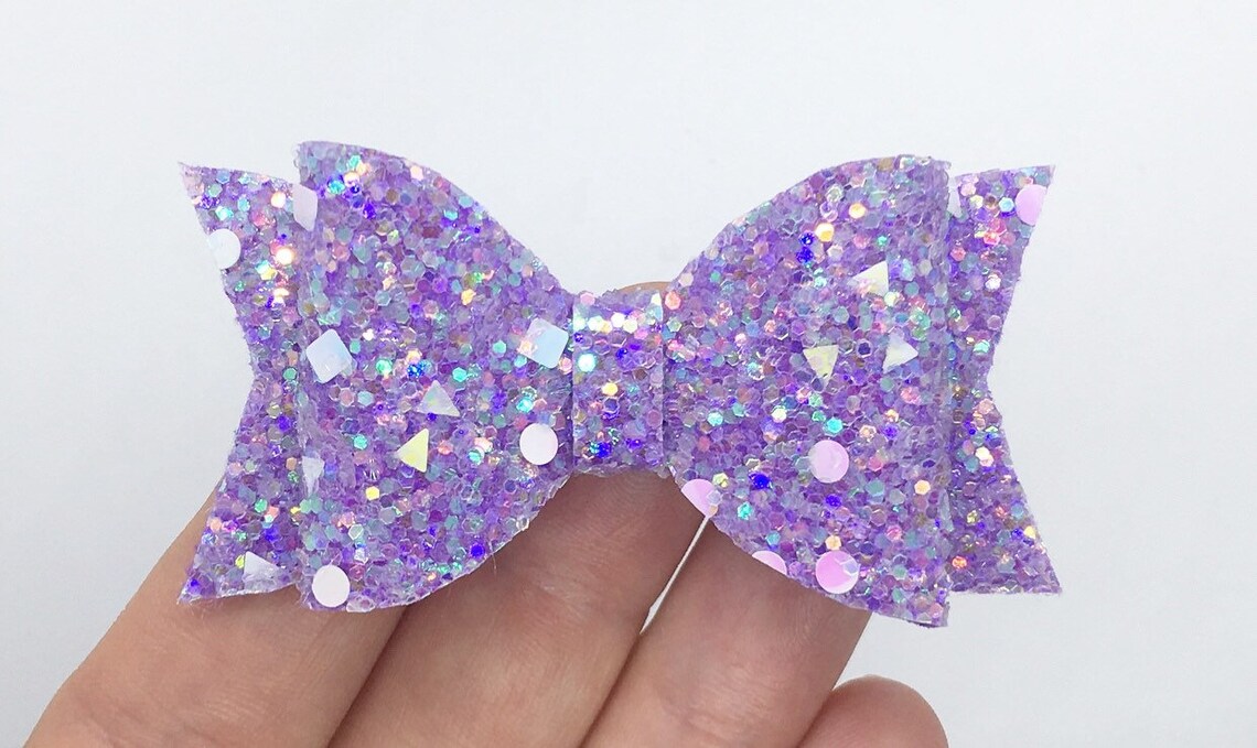 Purple Shape Glitter Hair Bow Etsy